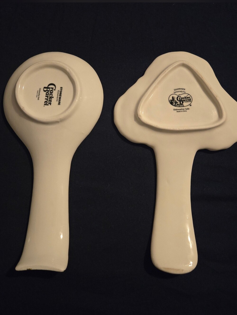 Cracker Barrel Pink Poodle / Rooster & Sunflowers Ceramic Spoon Rests Set Of 2 - Picture 2 of 4